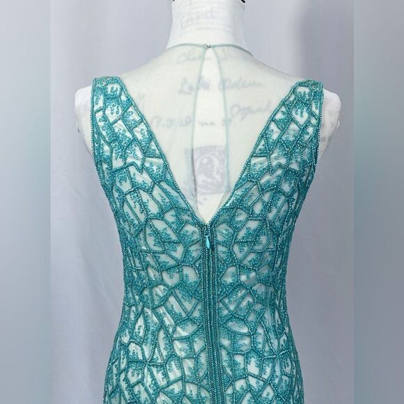 JOANNA MASTROIANNI Beaded Illusion-Neck Cocktail Dress size 2 - Picture 9 of 13